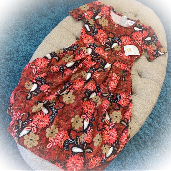 💕NWT Lularoe Amelia Dress with pockets Fit & Flare Red Floral & Paisley Design - Picture 15 of 15
